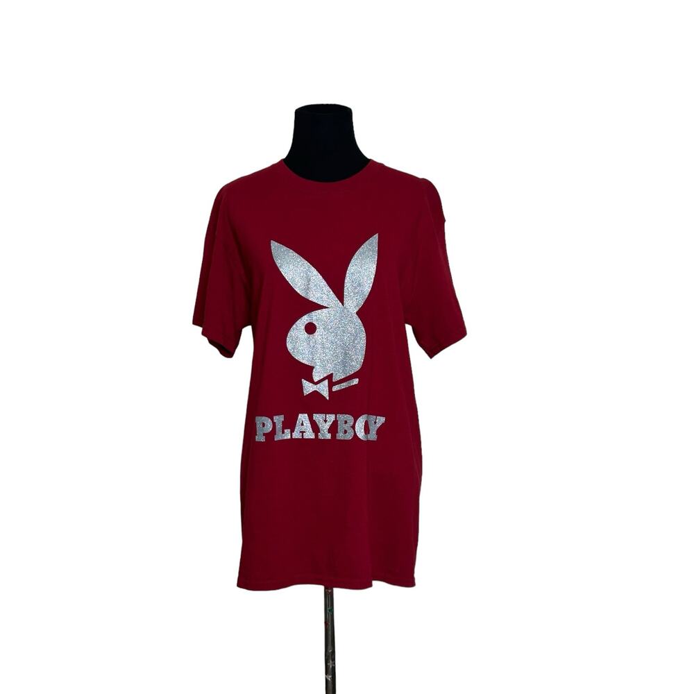 Playboy red sliver bunny logo short sleeves tee size Medium - Picture 10 of 10